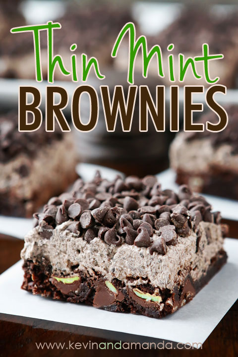 Thin Mint Brownies made with Thin Mint Cookies! These are SO good! Super fudgy brownies with Thin Mint Buttercream Frosting. You can make these even if you don't have Thin Mints on hand. 