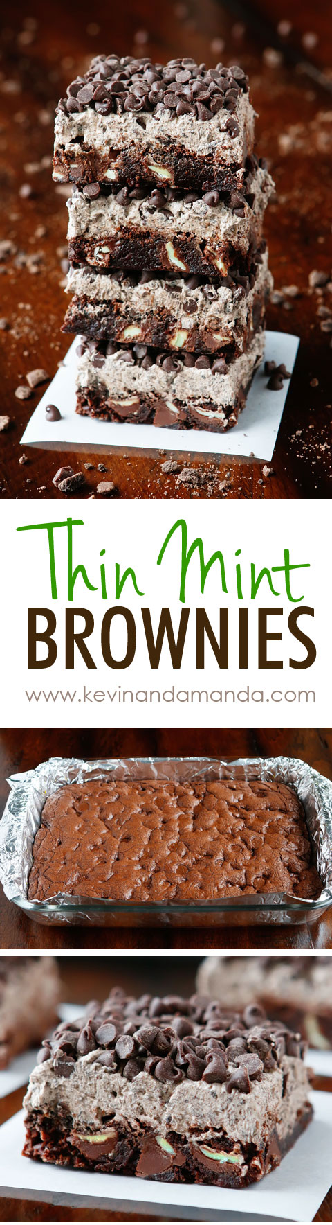 Thin Mint Brownies made with Thin Mint Cookies! These are SO good! Super fudgy brownies with Thin Mint Buttercream Frosting. You can make these even if you don't have Thin Mints on hand. 