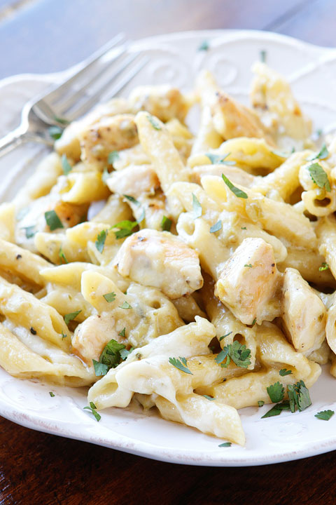 Creamy Salsa Verde Chicken Pasta — Kevin & Amanda