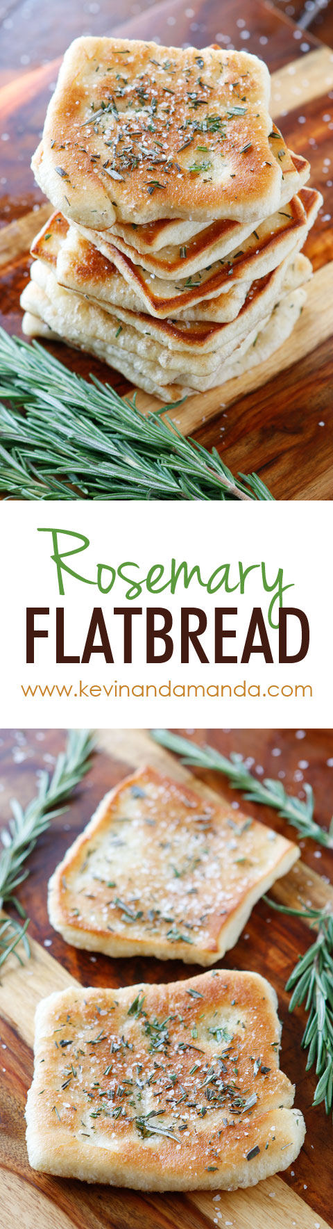 The PERFECT appetizer or side dish to serve with dinner! This bread is SO quick and easy to whip up. It's lightly fried in olive oil and topped with fresh rosemary and sea salt. The perfect combination!! You have to make this!!