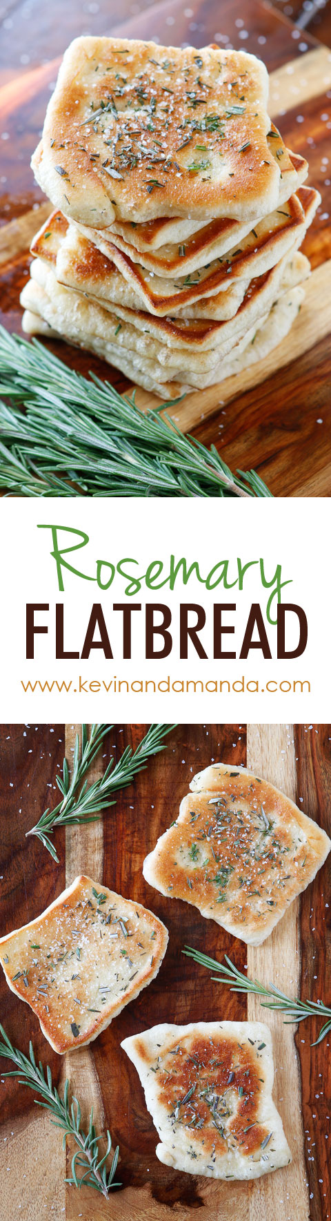 The PERFECT appetizer or side dish to serve with dinner! This bread is SO quick and easy to whip up. It's lightly fried in olive oil and topped with fresh rosemary and sea salt. The perfect combination!! You have to make this!!