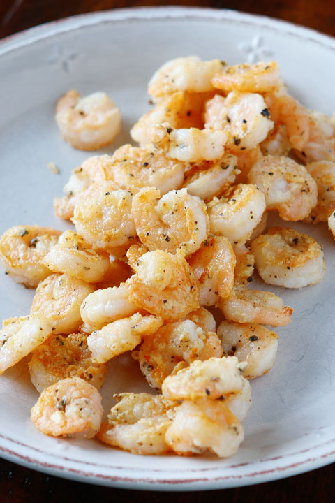 Golden, crunchy shrimp in a zesty Mango-Peach salsa pasta with avocado! Fabulous!!