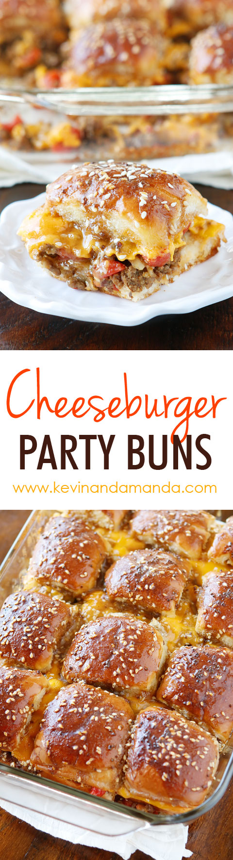 These Cheesy Party Burgers are so fun! Great to serve to a crowd or just to make dinner fun. Perfect for parties because you can make them the night before and cook the next day. If you want to start the party, make these Cheesy Party Burgers!!