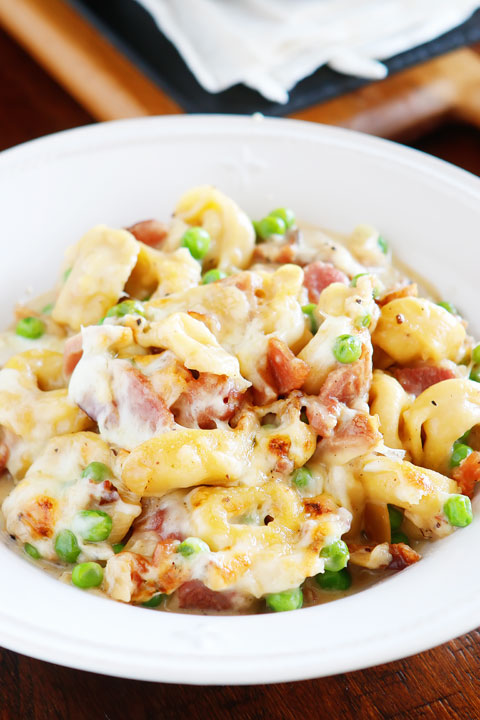 Ham and Cheese Tortellini with Garlic Butter Sauce Recipe