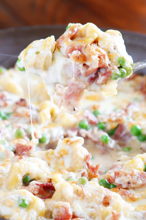 Ham and Cheese Tortellini with Garlic Butter Sauce Recipe