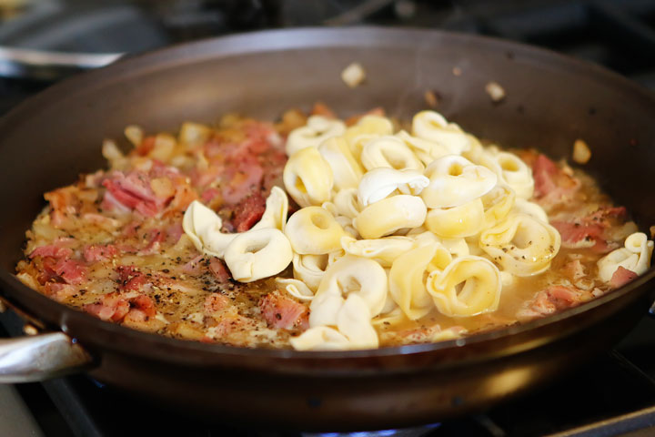 Ham and Cheese Tortellini with Garlic Butter Sauce Recipe