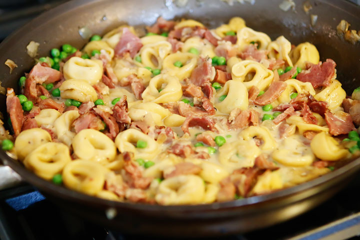 Ham and Cheese Tortellini with Garlic Butter Sauce Recipe