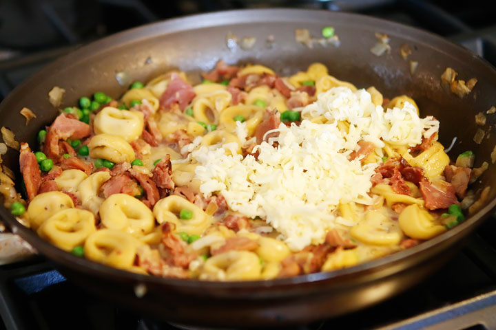 Ham and Cheese Tortellini with Garlic Butter Sauce Recipe