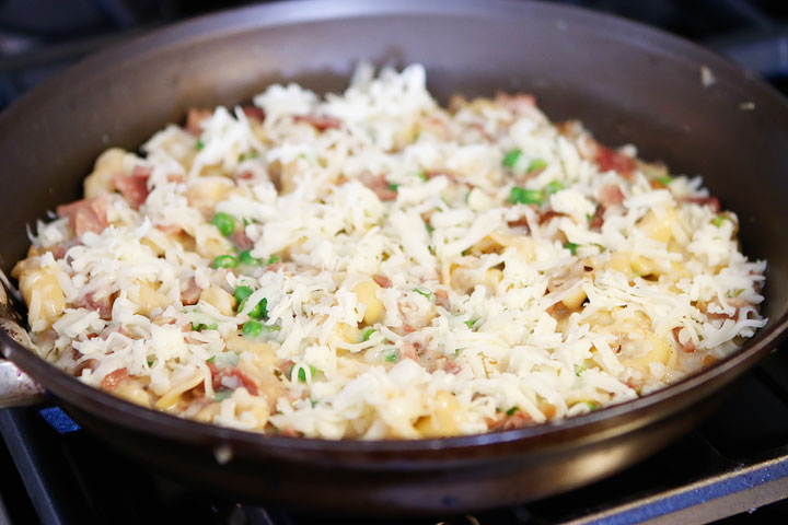 Ham and Cheese Tortellini with Garlic Butter Sauce Recipe