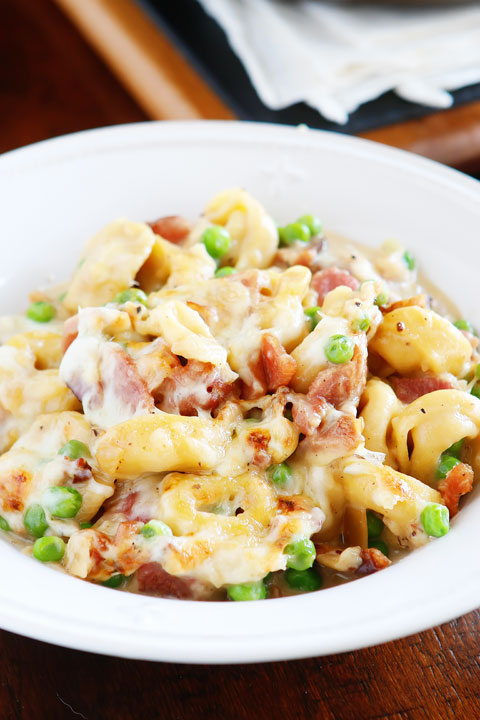 Ham and Cheese Tortellini with Garlic Butter Sauce Recipe