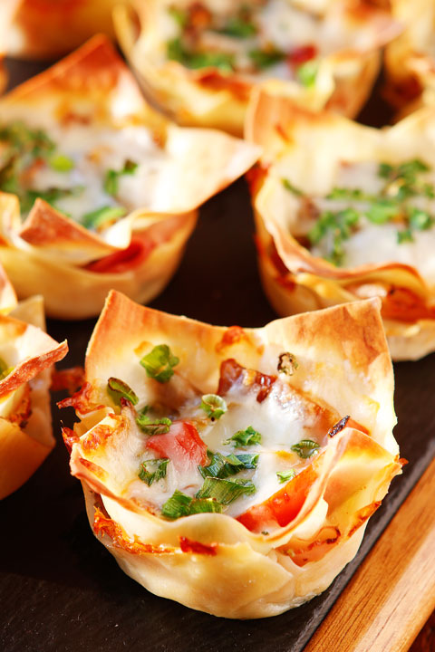 Ham and cheese, salami and bell peppers in a crispy hand-held cup! Perfect for dinner or appetizers!