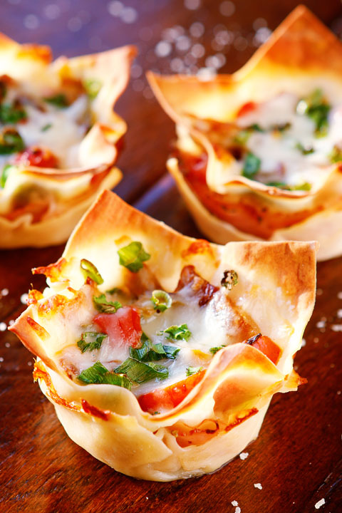 Ham and cheese, salami and bell peppers in a crispy hand-held cup! Perfect for dinner or appetizers!