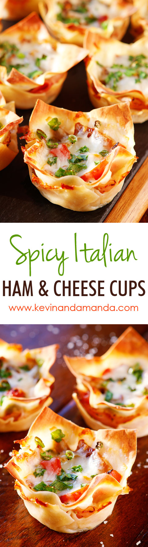 Ham and cheese, salami and bell peppers in a crispy hand-held cup! Perfect for dinner or appetizers!