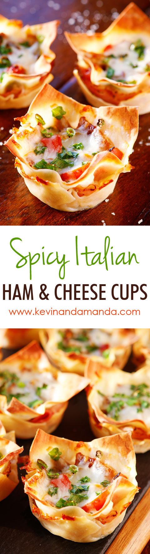 Ham and cheese, salami and bell peppers in a crispy hand-held cup! Perfect for dinner or appetizers!