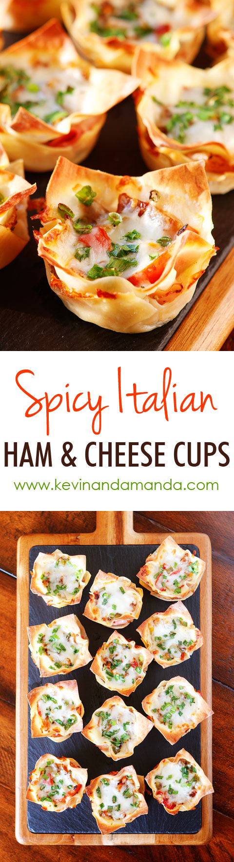 Ham and cheese, salami and bell peppers in a crispy hand-held cup! Perfect for dinner or appetizers!