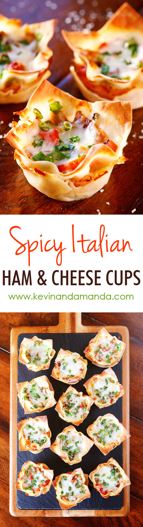 Ham and cheese, salami and bell peppers in a crispy hand-held cup! Perfect for dinner or appetizers!