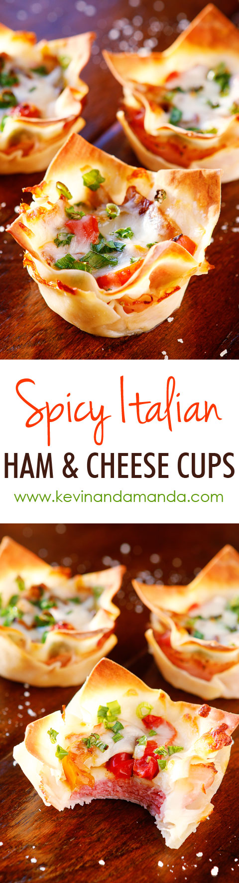 Ham and cheese, salami and bell peppers in a crispy hand-held cup! Perfect for dinner or appetizers!