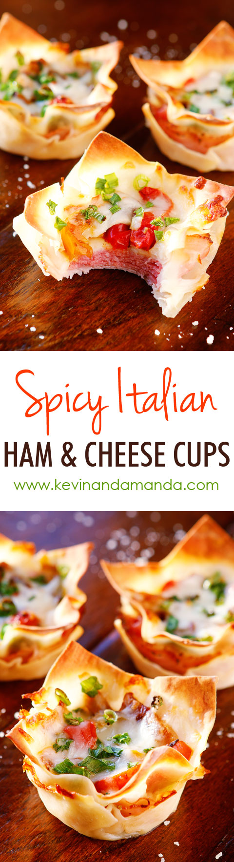 Ham and cheese, salami and bell peppers in a crispy hand-held cup! Perfect for dinner or appetizers!