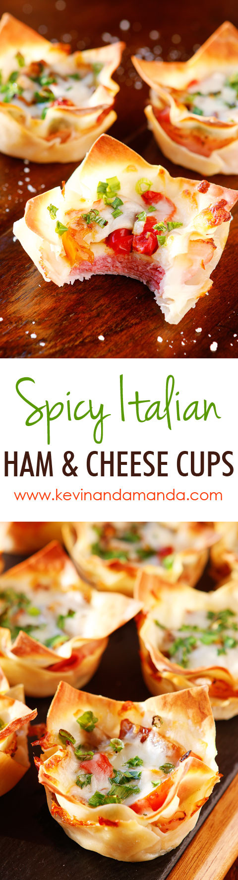 Ham and cheese, salami and bell peppers in a crispy hand-held cup! Perfect for dinner or appetizers!