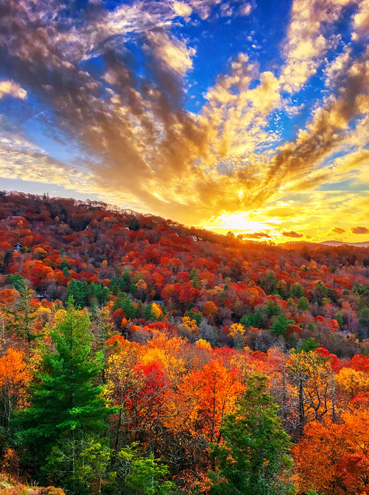 Fall in Highlands, North Carolina. One of the world's Top 10 Sunset Spots!