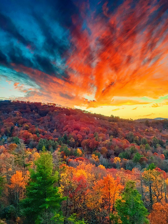 Fall in Highlands, North Carolina. One of the world's Top 10 Sunset Spots!