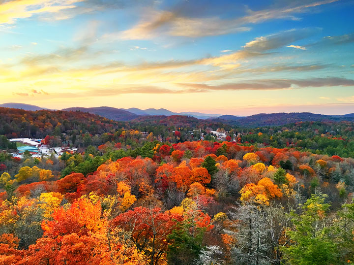 Fall in Highlands, North Carolina. One of the world's Top 10 Sunset Spots!