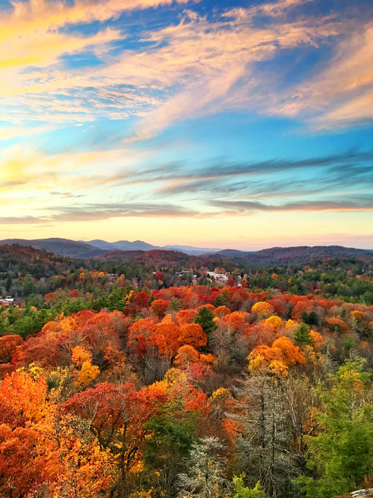 Fall in Highlands, North Carolina. One of the world's Top 10 Sunset Spots!