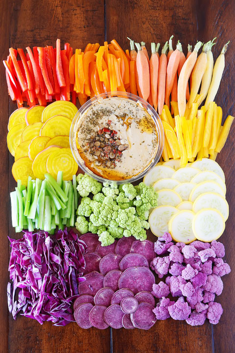 Quick and Easy Rainbow Vegetable Tray! So fun and a GREAT healthy alternative for snacking!