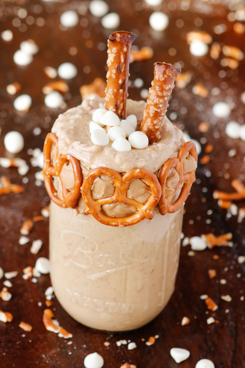 Image of White Chocolate Pretzel Peanut Butter Milkshake