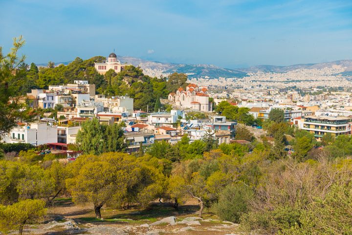 View from Areopagus Hill in Athens Greece