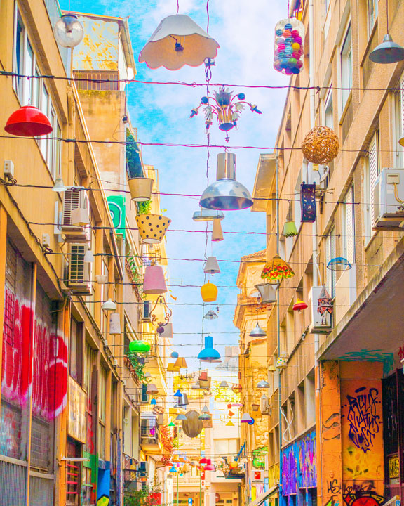 Lantern Street in Athens Greece