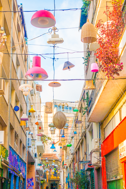 Lantern Street in Athens Greece