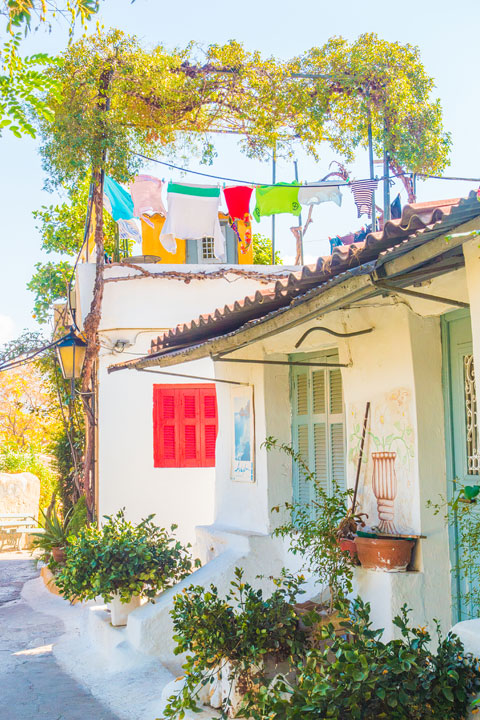 Historic Plaka neighborhood in Athens Greece