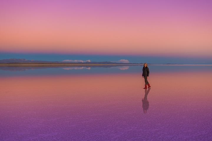 Salt Flats Bolivia — Sunset reflection at the Salar De Uyuni