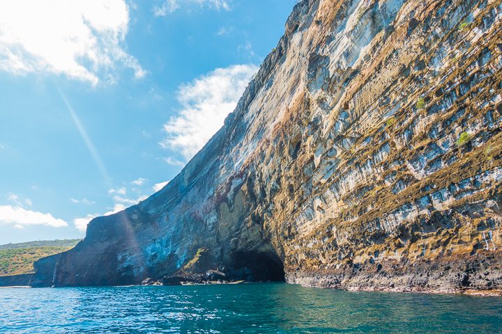 Ultimate Guide to the Galapagos Islands! Where to swim with sea lions, penguins, sea turtles, sharks, giant manta rays, and where to find the volcanic black and red sand beaches. #Santiago #Rabida #Bartolomé #Ecuador