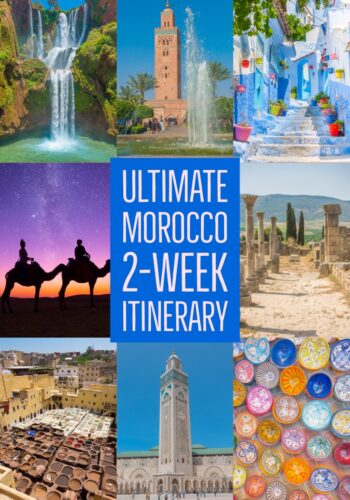 The Ultimate 2-Week Morocco Itinerary! Use this itinerary to get from Marrakesh to Casablanca and see all the best things in Morocco along the way, plus the best way to get there! #marrakesh #casablanca #fes #sahara #desert #chefchaouen #essaouira #asilah #rabat