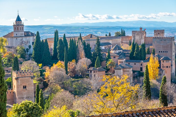 View of the Alhambra from Generalife in Granada Spain