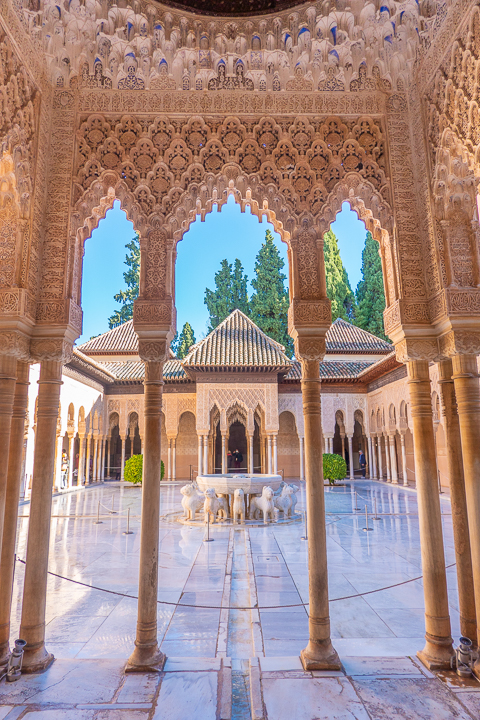 Inside the Nasrid Palaces at the Alhambra in Granada Spain