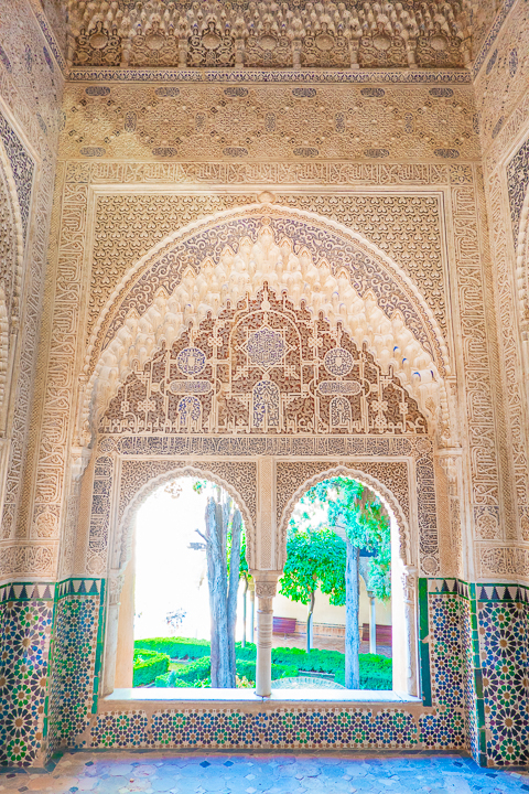 Inside the Nasrid Palaces at the Alhambra in Granada Spain