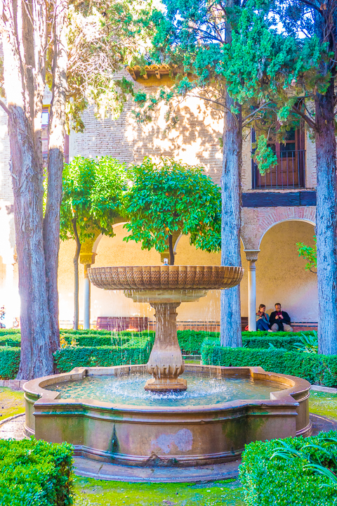 Fountain at the Alhambra in Granada Spain