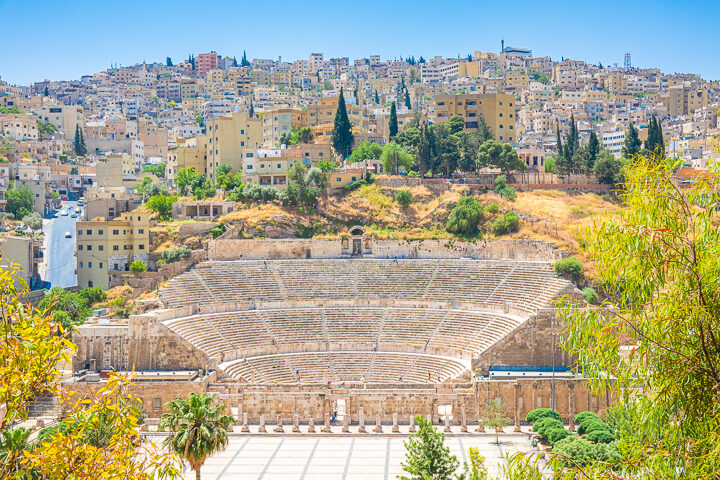 View of Roman Theatre in Amman Jordan