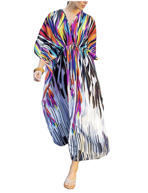 Bsubseach Ethnic Print Kaftan Beach Maxi Dresses