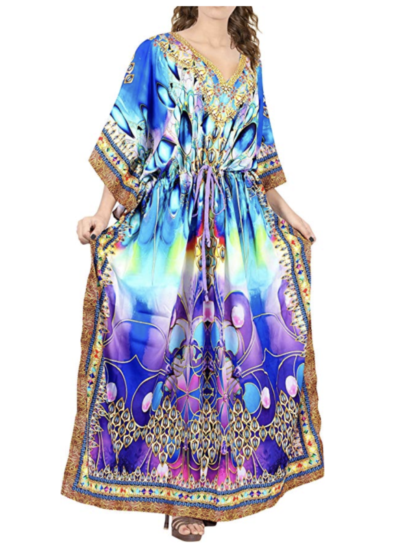 Long Kaftan Casual Dress Drawstring