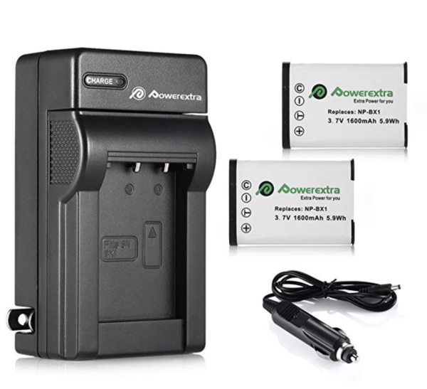 Powerextra 2 Pack Replacement Sony NP-BX1 Li-ion Battery and Charger