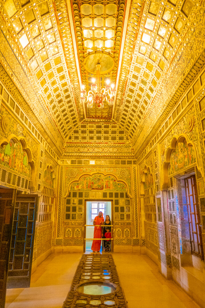 View of the inside of the Sheesh Mahal palace in India