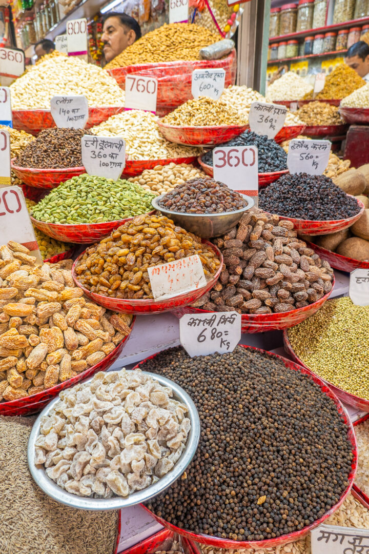 Nuts and Spices at Chandni Chowk Market in New Delhi