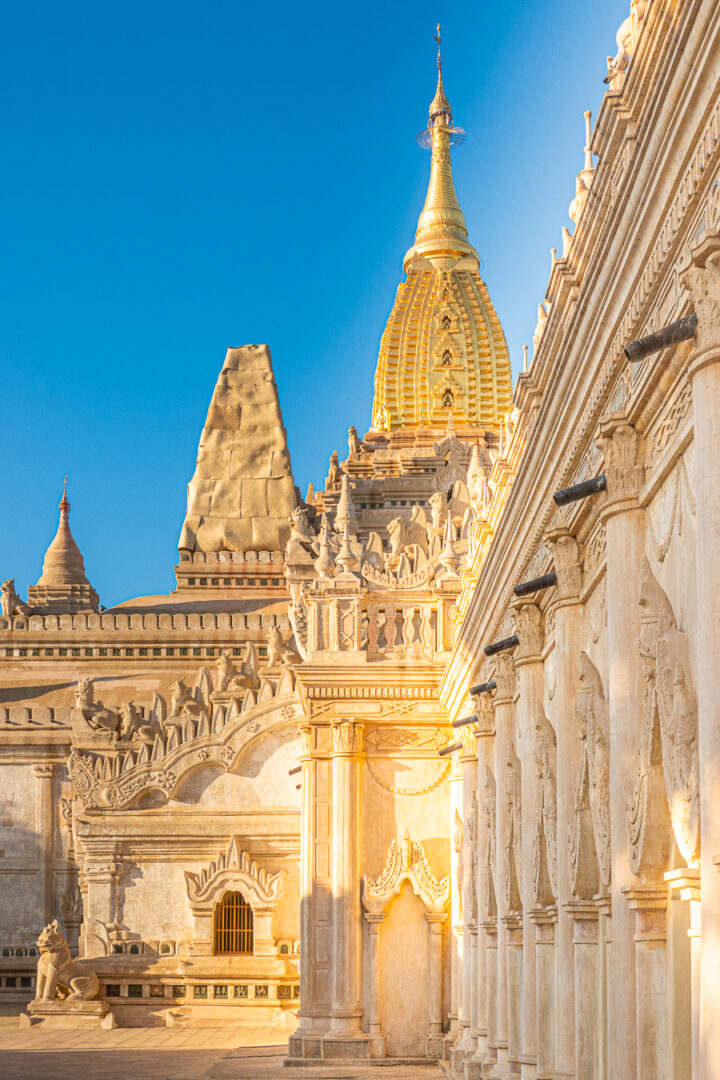 Outside view of the Ananda Temple in Bagan, Myanmar.