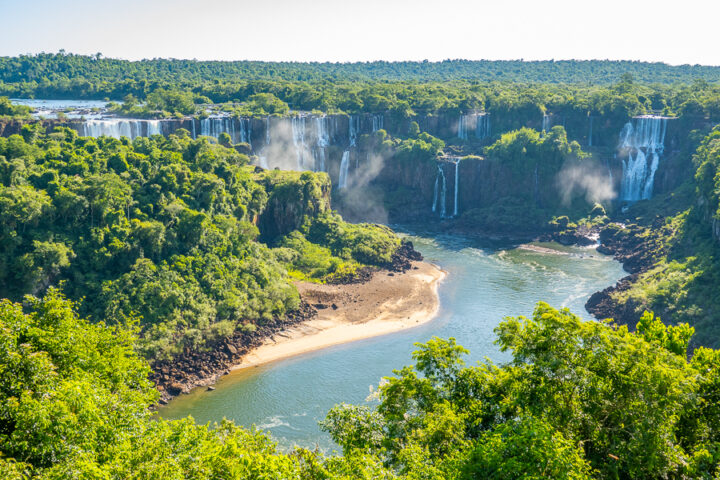 Aerial view of Iguazu Falls from the Brazil side. 