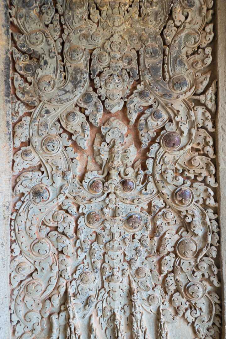 Detailed carvings at Angkor Wat