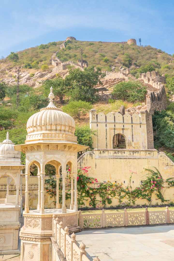 Ruins of the wall of Jaipur outside of The Royal Tombs.